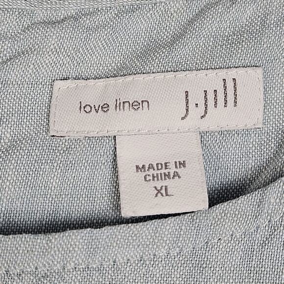 J.Jill Linen Midi Shift Dress Light Aqua Button Hem Breezy Size XL Sleeveless - Picture 3 of 8